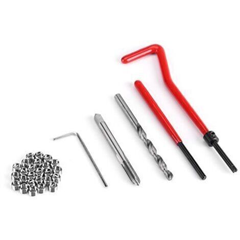 30Pcs Kit Reparation Filetage M8 INOX Foret Hélicoïdal Clé Hexagonale Insert Filetage Taraud Filiere Professionnel pour Entretien Quotidien Automobile Perceuse Moteur