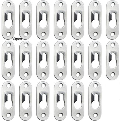 30pcs métal trou de serrure cintre 43mm x 16mm pour suspendre les miroirs et cadres photo de l'armoire murale intérieure - argent