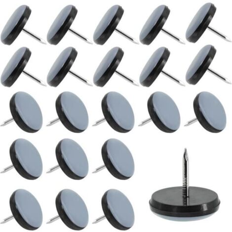 30Pcs Patins pour Chaises 22mm en Téflon Patins pour Meubles Ronde Patin Chaise a Clouer Protéger Les carrelages,Les sols en Bois