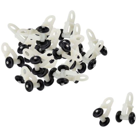 30pcs Sliding Rails for Curtains, Roller Hooks, Wheel Curtains, Sliding Roller for Windows, Clear Plastic Roller, Black, White