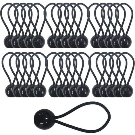 30pcs Tendeur Elastique avec Boule, Sandow Elastique, Tendeur Bache pour Bannière, Pavillon, Bâche, Camping, Tente, Rideaux Harnais d’Extension, Épaisseur 3.5mm Très Fort (30)