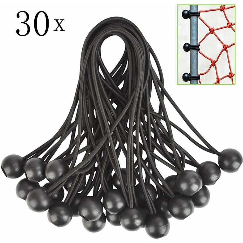 30pcs Tendeur Elastique, Tendeurs Elastique Caoutchouc avec Boule, pour Bâche,Pavillon,Tente,Rideaux,Grillage Jardin.Fixation de Bâche de