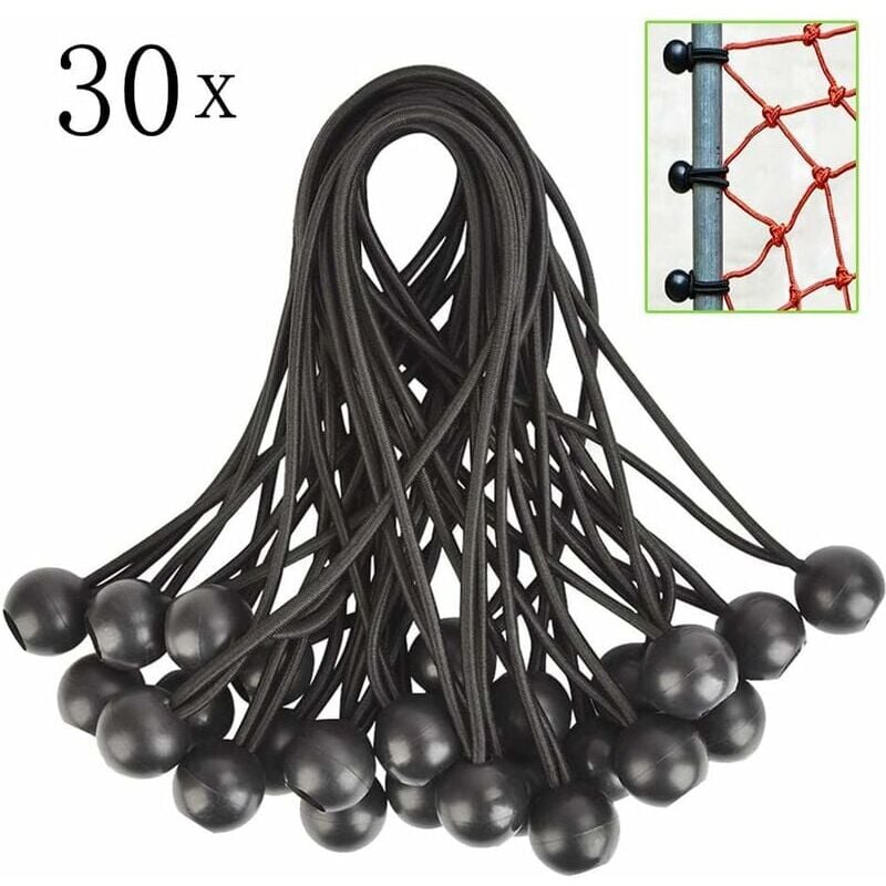 30pcs elastic rubber tensioners with ball, for tarpaulin, gazebo, tent, curtains, garden fence cover fastening, trailer cover fastening. - Gabrielle