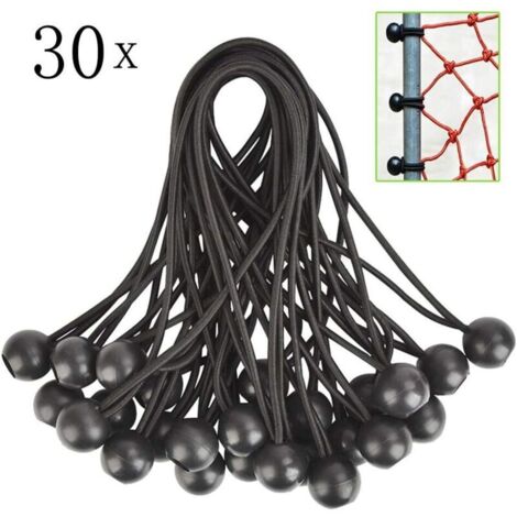 30pcs Tendeur Elastique, Tendeurs Elastique Caoutchouc avec Boule, pour Bâche,Pavillon,Tente,Rideaux,Grillage Jardin.Fixation de Bâche de Serre,Fixation de Bâche de Remorque.