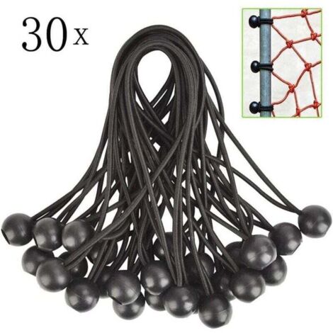 30pcs Tendeur Elastique, Tendeurs Elastique Caoutchouc avec Boule, pour Bâche,Pavillon,Tente,Rideaux,Grillage Jardin.Fixation de Bâche de Serre,Fixation de Bâche de Remorque.