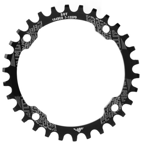 30T Kettenblatt aus schwarzer Aluminiumlegierung, 104 mm Lochkreis, für Singlespeed-Mountainbikes – Kurbelzubehör