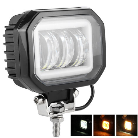 30W 6000K 3,5 Zoll wasserdichter quadratischer LED-Scheinwerfer für Geländewagen, Boote, ATV (gelbes Licht)