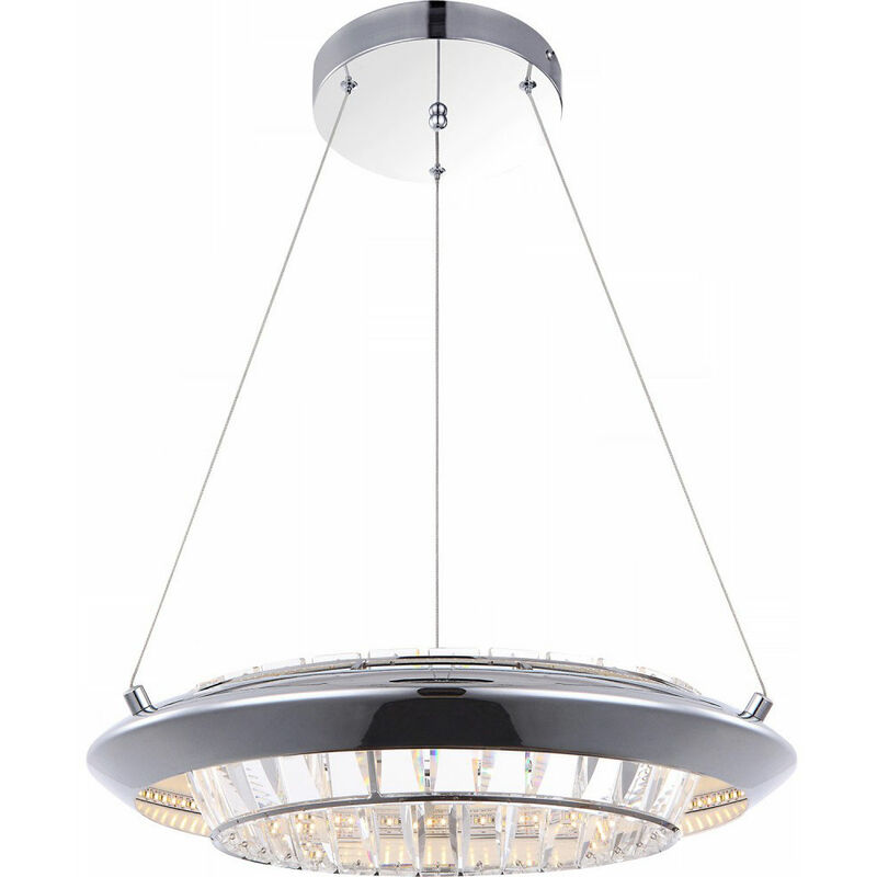 Image of Affascinante lampada a sospensione a sospensione a led da 30W in vetro cromato con telecomando EEk Globo 15680