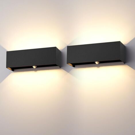30W Applique avec détecteur de mouvement, 2PCS Applique murale exterieur/interieur,IP65 3000K,Applique détecteur de mouvement,Noir