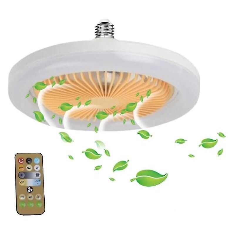 Fei Yu - Ventilateur de plafond 30 w avec lumières intégrées E27 Éclairage de plafond à distance Chambre Salon Interrupteur Contrôle