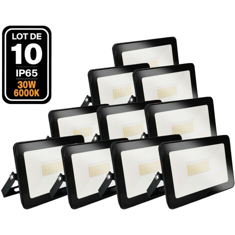 Lot de 10 Projecteurs LED 30W Ipad Blanc chaud 3000K Haute Luminosité