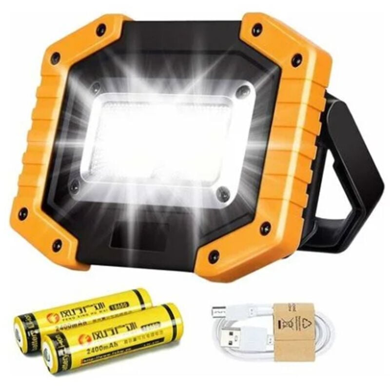 30W led Work Light Rechargeable Spotlight Super Bright 2000LM Portable Outdoor Battery Safety Light usb Waterproof for Garage Camping Hiking Fishing