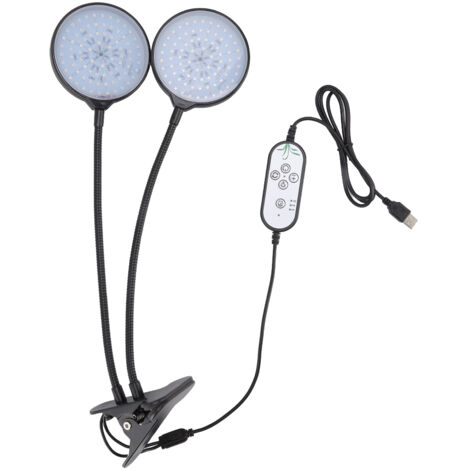 30W LED-Pflanzenlampe mit zwei Köpfen, 5 Helligkeitsstufen, Clip für Zimmerpflanzen