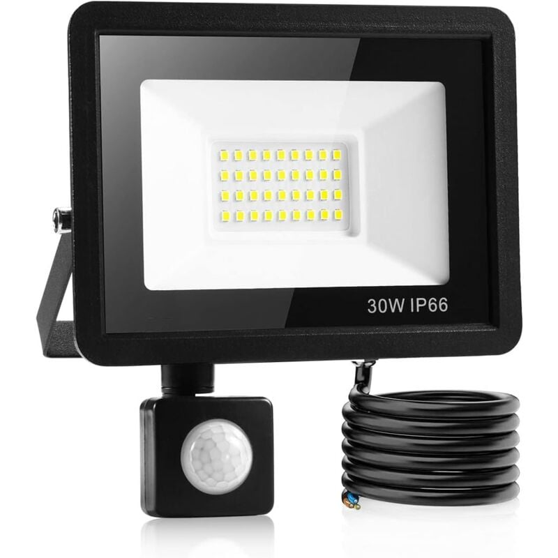 30W Led Projecteur Exterieur Detecteur,Ip66 imperméable luminaire Exterieur Detecteur,Lumière blanche froide