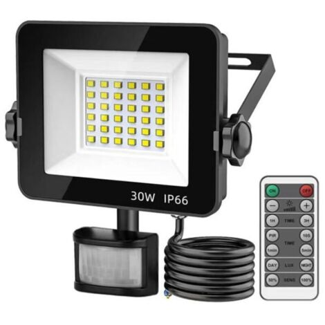 30W Projecteur LED Detecteur de Mouvement，6500K Blanc Froid，IP66 Etanche Super Lumineux Eclairage Exterieur，Éclairage mural d'extérieur pour Jardin, Patio, Garage