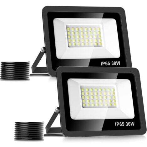 30W Projecteur LED Paquet de 2, 3000LM Spot LED 40LEDs Eclairage Exterieur IP65 Etanche, LED Projecteur Extérieur 6500K Éclairage mural d'extérieur pour Jardin, Patio, Garage, Entrée