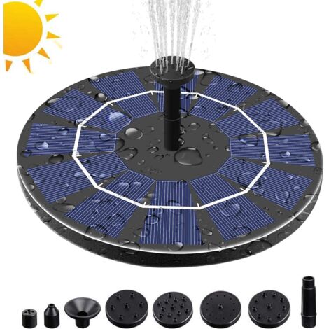 HIASDFLS 3.0W Solar Fountain Pump for Bird Bath with 3.7V 1200mAh Battery Backup, Free Standing Portable Floating Solar Powered Water Fountain Pump for Garden Backyard Pond Pool Outdoor