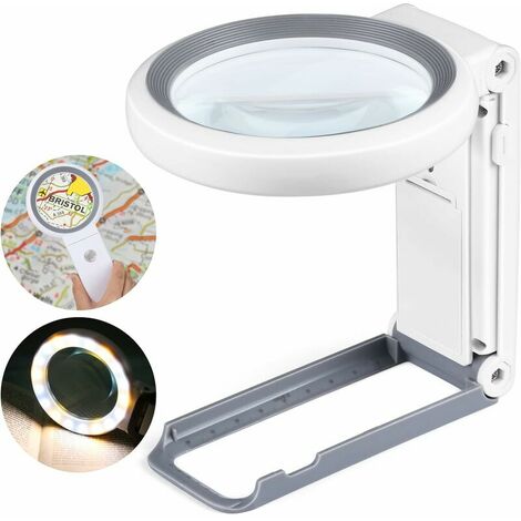 30X 10X Magnifying Glass with Light and Stand, 18 LED Illuminated Folding Pocket Magnifier Illuminated Magnifying Glass for Macular Degeneration, Elderly Reading, Close Work, Coins, Jewelry