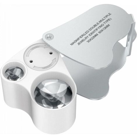 30x 60x Folding Magnifier with Dual Lens LED Light