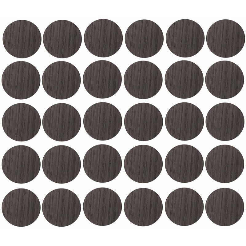 30x Cache vis adhésif autocollant diamètre 20mm bouchon trou meuble table chaise maison, bois marron wengé