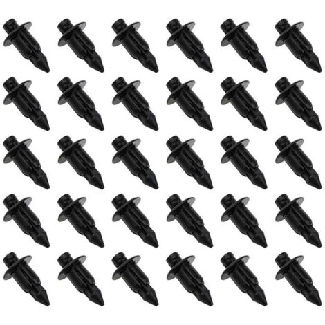 30x Clip de Carénage en Plastique Rivet Garniture de Panneau de Retenue Noir Trou de 6mm Compatible avec Honda Compatible avec Yamaha Compatible avec Suzuki