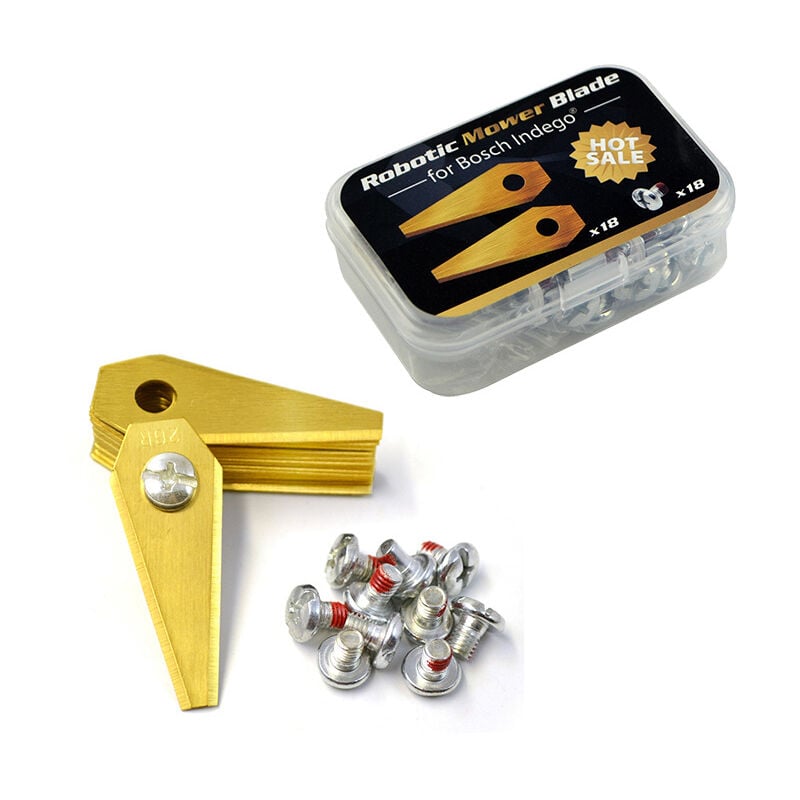 30x lames en titane pour robot de tonte Indego de Bosch - lames de rechange ultra coupantes avec 30 vis - lames de tonte adaptées aux robots de tonte