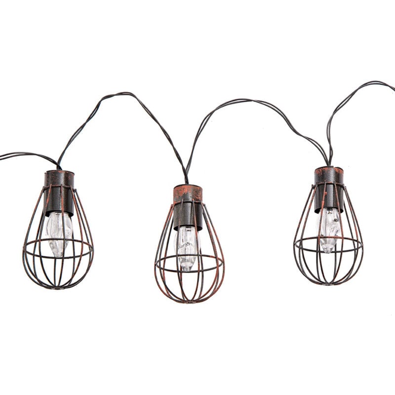 Nowa - 30x led guirlande lumineuse solaire lampe solaire d'extérieur décoration de jardin style rétro, métal rouille, led blanc chaud, l 200 cm