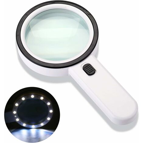 GLAM HOBBY Magnifying Glass with Light, 30X Handheld Large Magnifying Glass  LED Illuminated Lighted Magnifier for Seniors Reading, Soldering