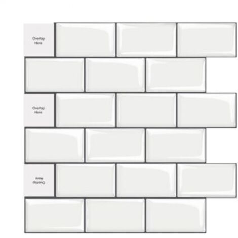 30x30cm 3D Aufkleber Selbstklebend 10er Pack PVC Wanddekoration Schiefer Optik Fliesenaufkleber Set mit Weiß-Schwarz Design für Küchenfliesen Badezimmer