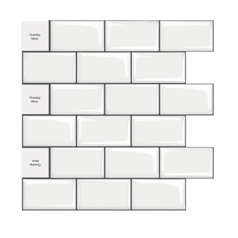 Linghhang - 30x30cm 3D Stickers Autocollants Lot de 10 pvc Décoration Murale Ardoise Adhésifs Sticker Set avec Carreau Blanc-Noir Design pour