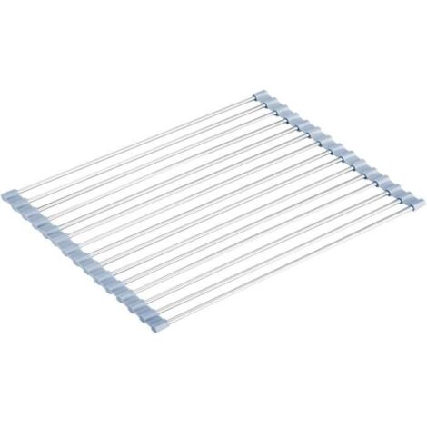 30x36cm Grille D'Evier égouttoir à vaisselle évier pliant sechoir pour Fruits légumes Assiette, gris