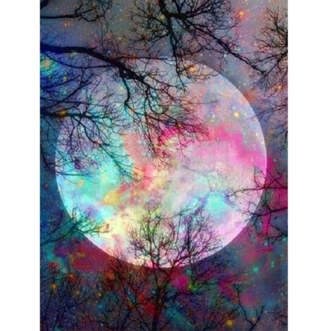 (30x40cm) Décoration d'intérieur pour débutants - Reflet de la lune nocturne - Colorfu