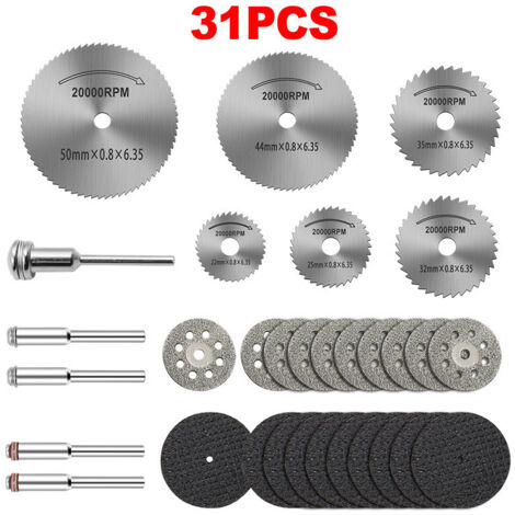 31 discos de corte de diamante recubiertos para herramientas rotativas Dremel, mandriles y accesorios de corte de precisión para metal y carpintería.