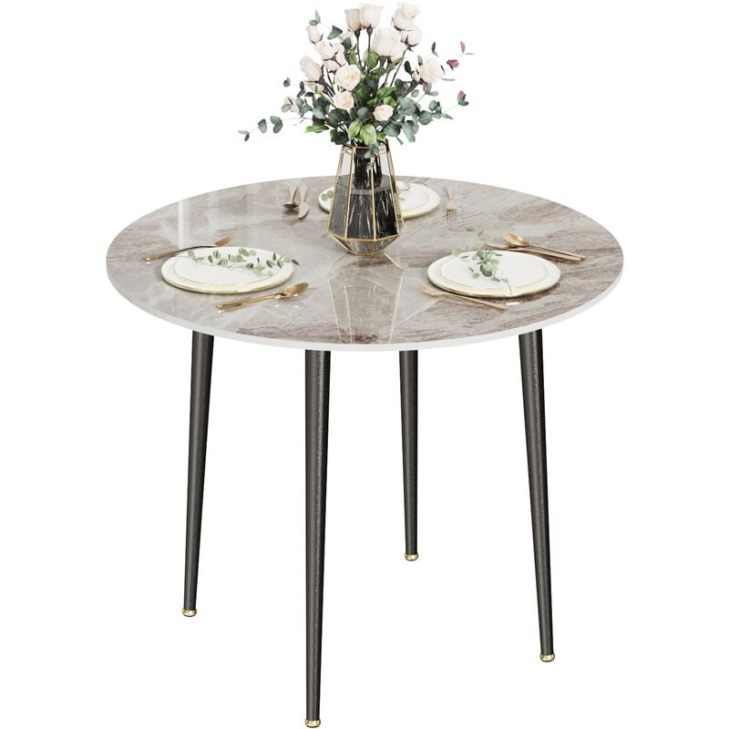 80cm Round Marble Dining Table Heavy Duty Lounge Restaurant Cafe Bistro Table, Grey