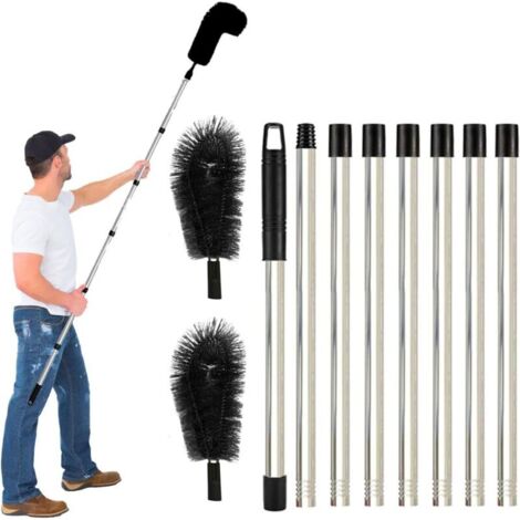 3,1 M Brosse Nettoyage GouttièRe, Perche De Nettoyage Telescopique Brosse Telescopique Toiture avec Manche Extensible Balai TéLescopique Toiture Outil Nettoyage Toiture Facile à Enlever Les Feuilles