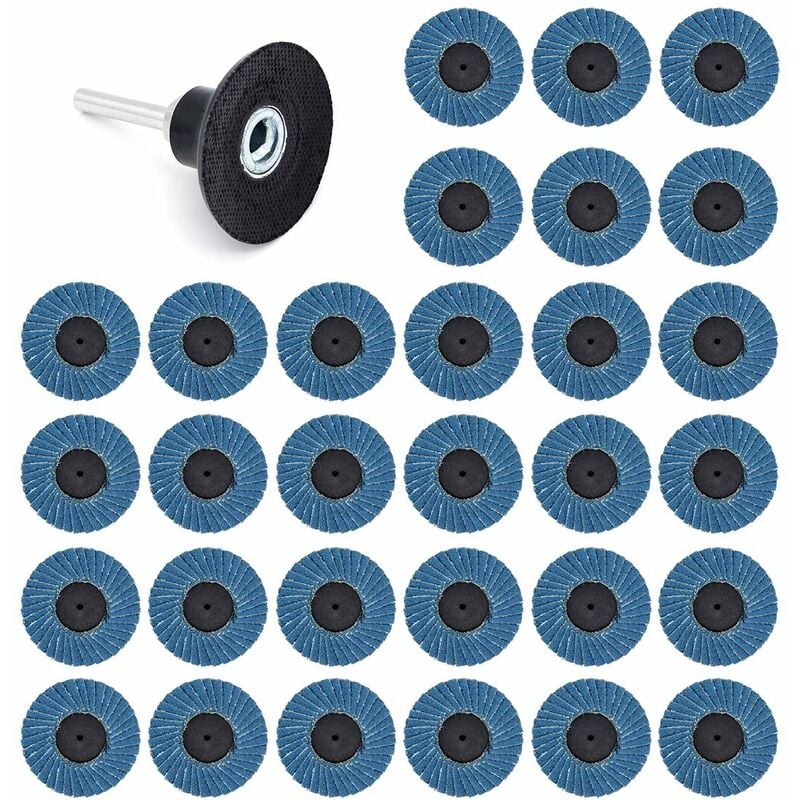 31 Pcs 2 Pouces 50mm Disques Abrasifs Disques à Lamelles 40Grit 60Grit 80Grit(bleu)
