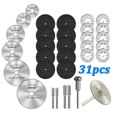 31-piece set, rotary tool cutting disc, diamond cutting disc for wood and metal, circular saw blade, resin cutting disc, diamond cutting disc