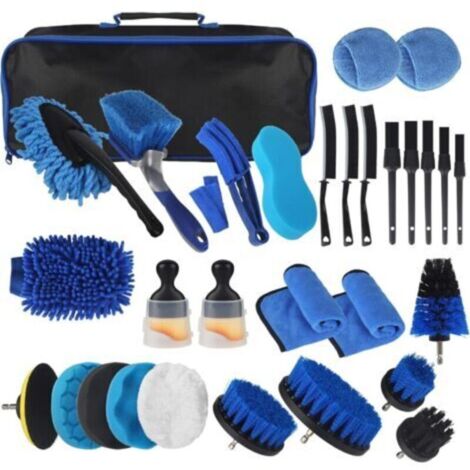 31-Pièces Kit de Nettoyage Automobile avec Sac Transportable pour Détaillage Intérieur et Extérieur