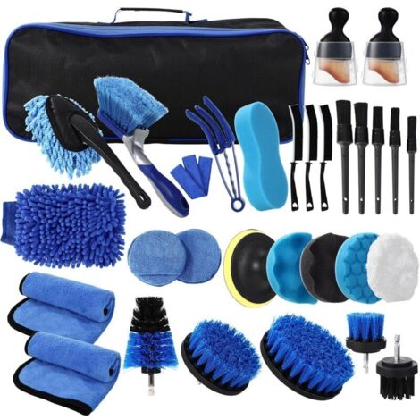 31 Pièces Kit Nettoyage Voiture,Kit de Brosse Nettoyage Voiture pour l'intérieur et l'extérieur, Car details Brush car Wast set, kit de Nettoyage de voiture pour Fentes de Ventilation,Roues,Surfaces