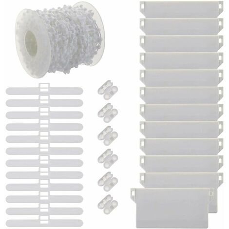 31 Pièces Store Vertical Poids Inférieurs Accessoires Kit de Réparation 89mm Crochets Supérieurs pour Store Vertical 10M Chaîne et Connecteur Plastique de Remplacement DIY