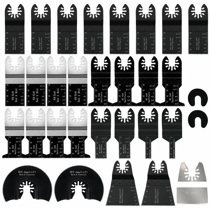 Image of Ulisem Confezione da 31 Lame per sega oscillanti multiutensile, Accessorio multiutensile oscillante, Lame per sega universali per Bosch Dewalt Makita