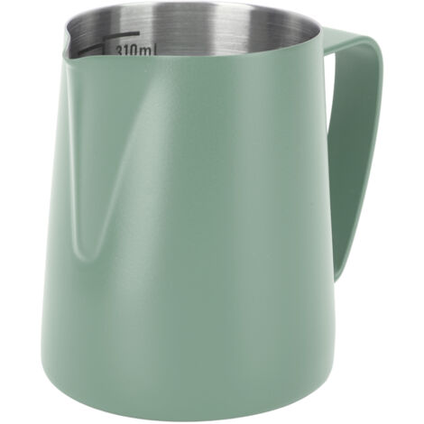 310-ml-Milchkännchen mit spitzem Ausguss, aus Edelstahl 304 mit dunkelgrüner Innenmarkierung für Kaffeeschaum