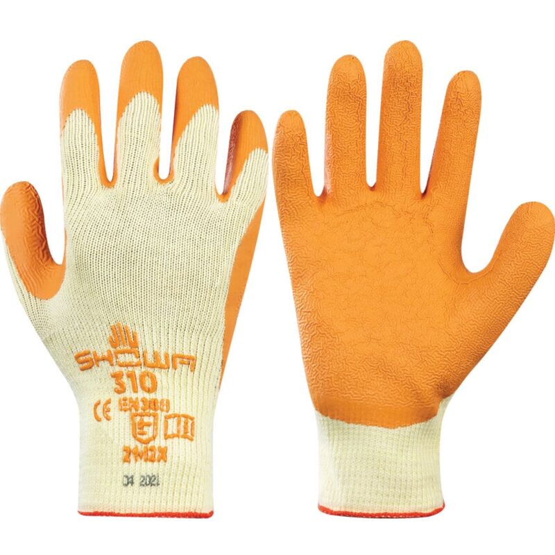Latex Coated Grip Gloves, Orange/Yellow, Size 10 - Showa