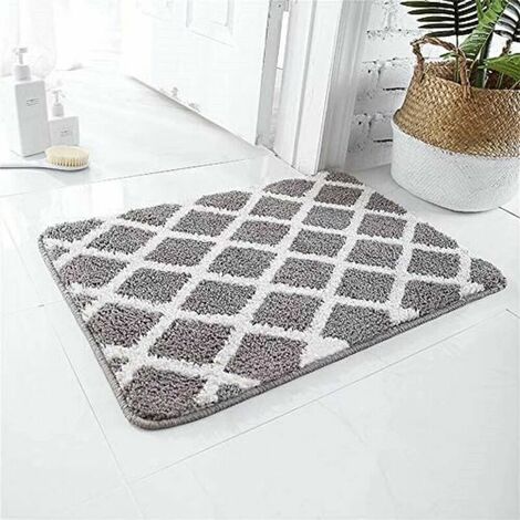 31.5 x 19.7 inch Soft Non-slip Chenille Plush Bath Mat with Super Absorbent and Machine Washable - Gray