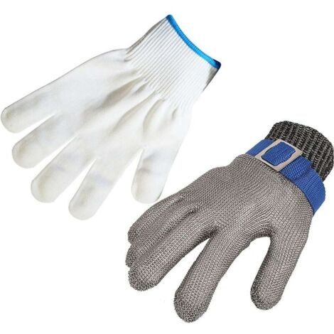 316L Stainless Steel Cut Resistant Work Gloves Level 5 Protection Wire Mesh for Kitchen Butcher XXL(One Glove)