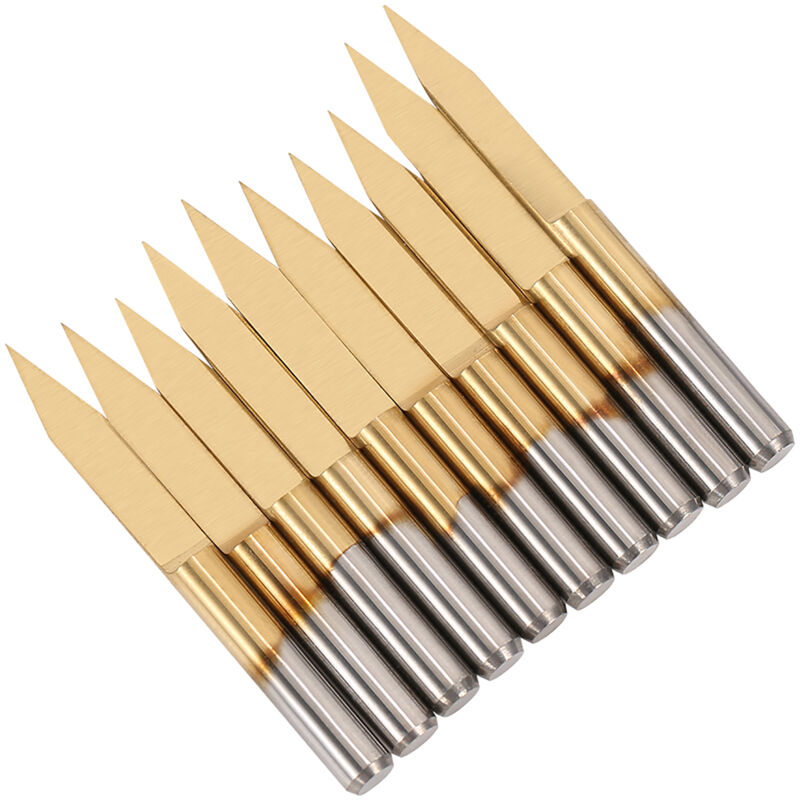 3.175mm Fraise de Gravure CNC Router Bit, 10 Degrés 0.1 mm Pointe Carbure Bits, couteau enduit de titane CNC Routeur Outil Bit Set - Lot de 10