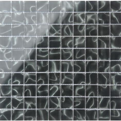 main image of "Black Glass with Grey Holographic Effect Glass Mosaic Tile (MT0135)"