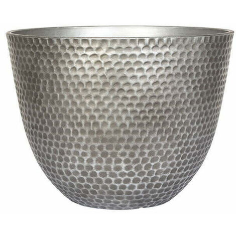 31cm Small Elements Plant Pot - Plastic - L31 x W31 x H28 cm - Gun Metal Grey