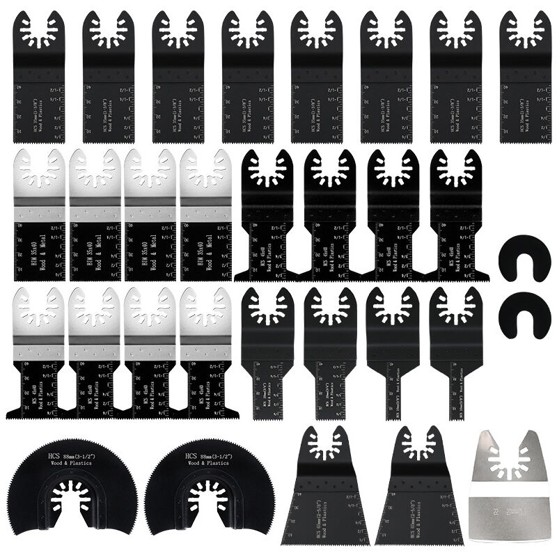 31Pcs Accessoires pour Outils Oscillants,Professional Lame Outil Multifonction Kits coupe bois/métal/plastique,Lame de Scie Oscillante Universelles