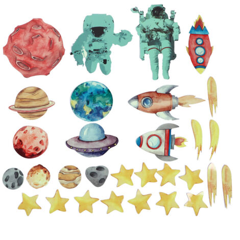 31Pcs DIY Space Spaceship Themed Glowing Home Wall Sticker Luminous Children Room Decor